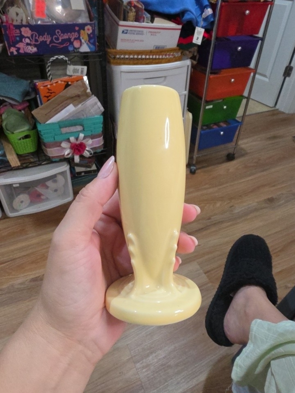 Fiesta Glossy Pale Yellow Ceramic Bud Vase by